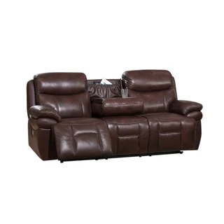 Sanford Top Grain Leather Power Reclining Sofa with Power Headrests and USB Ports