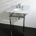 Vintage Carrara Marble 30-inch Console Sink and Metal Stand