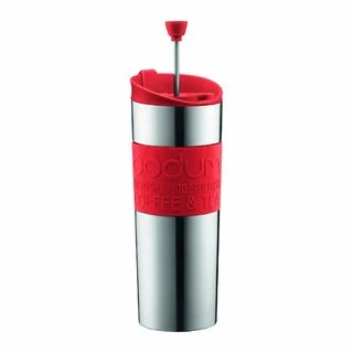 Bodum 11057-294BUS Insulated Stainless-Steel Red 15 Ounce Travel French Press Coffee and Tea Mug
