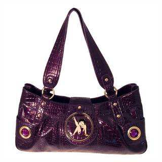 Betty Boop Purple Faux Textured Leather Long Handbag