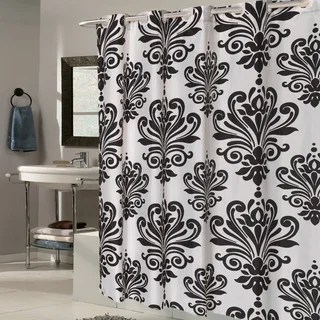 EZ On Fleur De Lis Fabric Shower Curtain/ Liner with Built-in Hooks (70 x 75)
