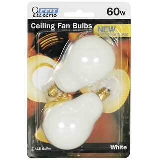 Feit Electric BP60A15C/W/CF 60 Watt White Ceiling Fan Light Bulb 2-count