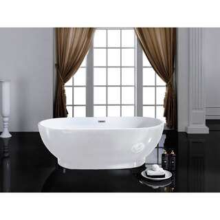 Cromwell 67-inch x 32-inch White Oval Soaking Bathtub