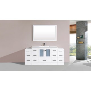72-inch Hermosa White Single Modern Vanity with 2 Side Cabs and Int Sink