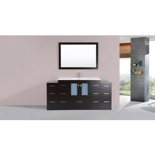 60-inch Hermosa Espresso Double Modern Vanity with Side Cab and Int Sinks