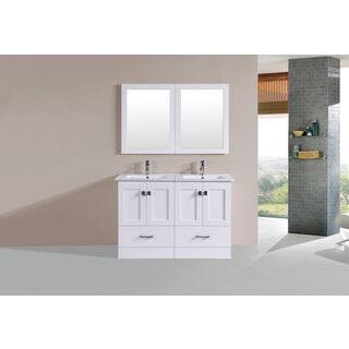 48-inch Redondo White Double Modern Vanity with Integrated Sinks