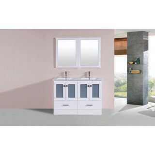 48-inch Hermosa White Double Modern Vanity with Integrated Sinks
