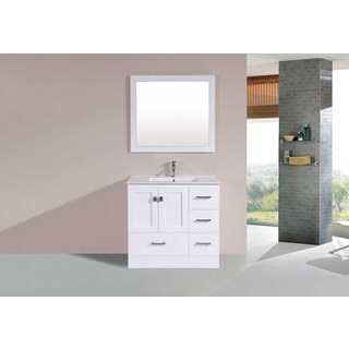 36-inch Redondo White Single Modern Vanity with Integrated Sink (Right)