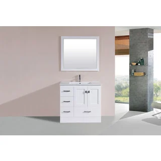 36-inch Redondo White Single Modern Vanity with Integrated Sink (Left)