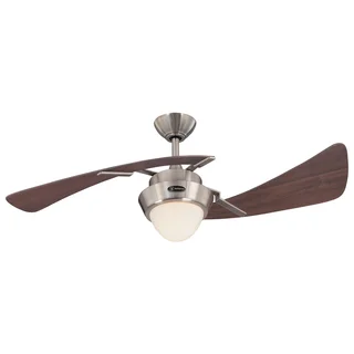 slide 1 of 1, Clay Alder Home Key 48" Brushed Nickel & Maple Plywood Two Blade Ceiling Fan