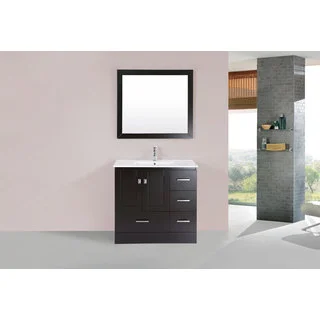 36-inch Redondo Espresso Single Modern Vanity with Integrated Sink (Right)