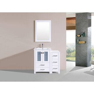 36-inch Newport White Single Modern Vanity with Side Cabinet and Int Sink