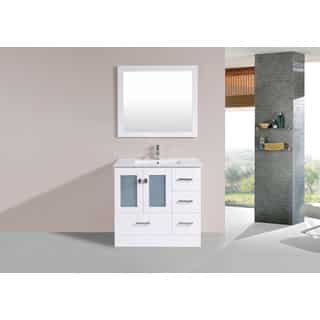 36-inch Hermosa White Single Modern Vanity with Integrated Sink (Right)