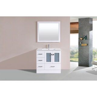 36-inch Hermosa White Single Modern Vanity with Integrated Sink (Left)
