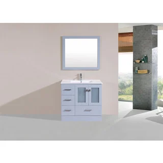 36-inch Hermosa Grey Single Modern Vanity with Integrated Sink (Left)