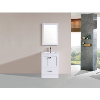 24-inch Redondo White Single Modern Bathroom Vanity with Integrated Sink