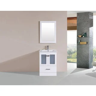 24-inch Hermosa White Single Modern Bathroom Vanity with Integrated Sink