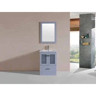 24-inch Hermosa Grey Single Modern Bathroom Vanity with Integrated Sink