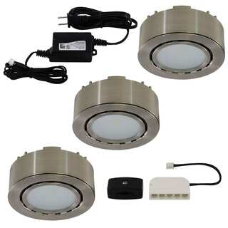 Liteline Corporation UCP-LED3-MN 12 Volt Nickel LED Puck Light 3-count