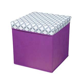 Grey/ White/ Purple Collapsible Storage Ottoman