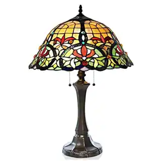 23 Inch Tiffany Style Stained Glass Edwardian Hearts Table Lamp