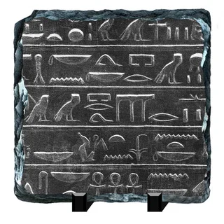 Carved Story Egyptian Hieroglyphs Printed on One of a Kind Slate Wall Decor