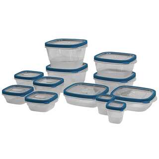 24 Piece Plastic Food Storage Containers Set with Vents and Air Tight Locking Lids