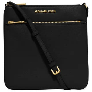 Michael Kors Riley Black/Gold Small Flat Crossbody Handbag