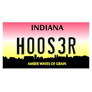 Indiana License Plate 12x 6 Printed on Metal Wall Decor