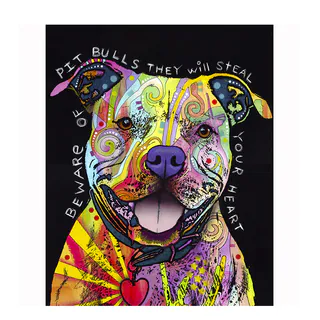 Pitbull Heart Colorful Animals Printed on Metal Wall Decor
