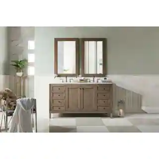 60 Inch Double Sink Vanity in White Washed Walnut