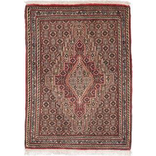 Ecarpetgallery Hand-Knotted Persian Senneh Grey and Red Wool Rug (2'6 x 3'6)