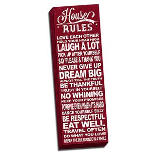 House Rules Red Quote 12x36 Art Printed on Framed Ready to Hang Canvas