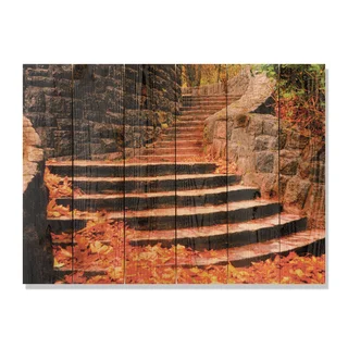 Fall Steps 33x24 Indoor/ Outdoor Full Color Cedar Wall Art