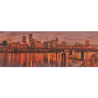 City Skyline 32x11 Indoor/ Outdoor Full Color Cedar Wall Art