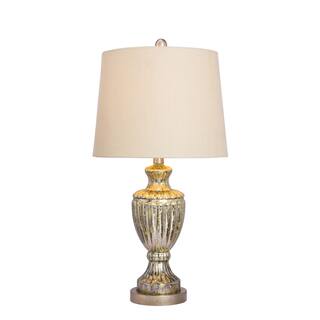 24.5-inch Glass Table Lamp with Metal Base in Antique Gold Finish