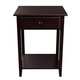 Thumbnail 1, Quality Furniture Espresso Night Stand with Drawer and USB Port (17" Wide).