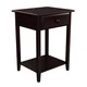Thumbnail 3, Quality Furniture Espresso Night Stand with Drawer and USB Port (17" Wide). Changes active main hero.