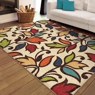 slide 1 of 1, Palm Canyon Flor Indoor/ Outdoor Ivory Area Rug (5'2 x 7'6)