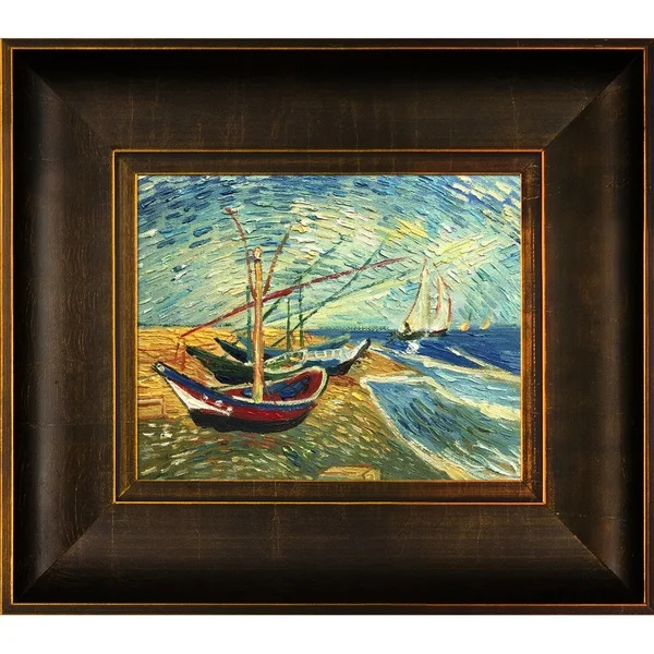 La Pastiche Van Gogh Fishing Boats at Saintes-Maries Hand Painted Oil Reproduction