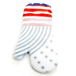 Heat Resistant Silicone Oven Mitt or Glove with American Theme Flag