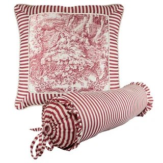 Sherry Kline Elizabethan Red Toile Print Combo Throw Pillow (Set of 2)