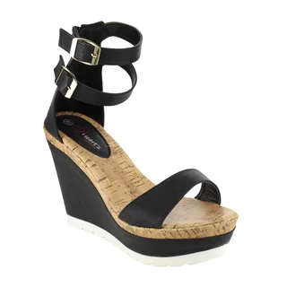 I Heart Collection Buckle Wedge Sandals