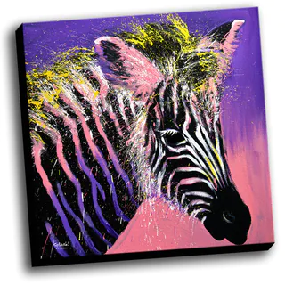 Zebra Colorful Art Printed on Stretched Framed Ready to Hang Canvas