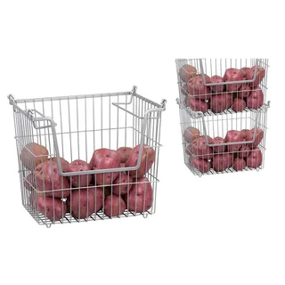 Home Basics Stackable Metal Pantry Wire Organizer Basket (Set of 2)