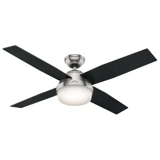 Hunter Fan Dempsey Collection 52 inch Brushed Nickel with 4 Black Oak or Chocolate Oak Reversible Blades