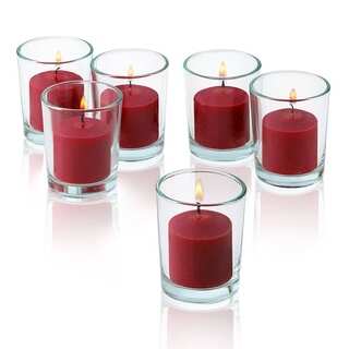 Red Apple Cinnamon Scented Votive Candles with Clear Glass Holders (Set of 48)