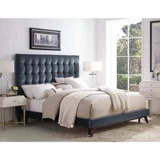 Link to Eden Grey Velvet Tufted Platform Bed Similar Items in Bedroom Furniture