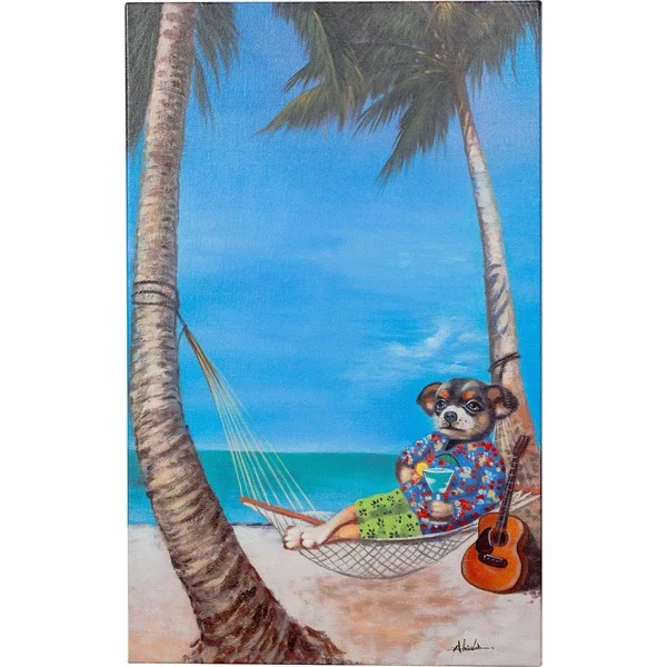 Y-Decor 32 x 20-inch 'The Good Life Relaxing in Paradise' Person Relaxing in a Hammock On the Beach Original Canvas Artwork. Opens flyout.
