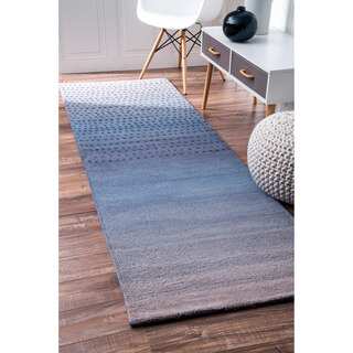nuLOOM Handmade Ombre Blue Wool Runner Rug (2'6 x 8')